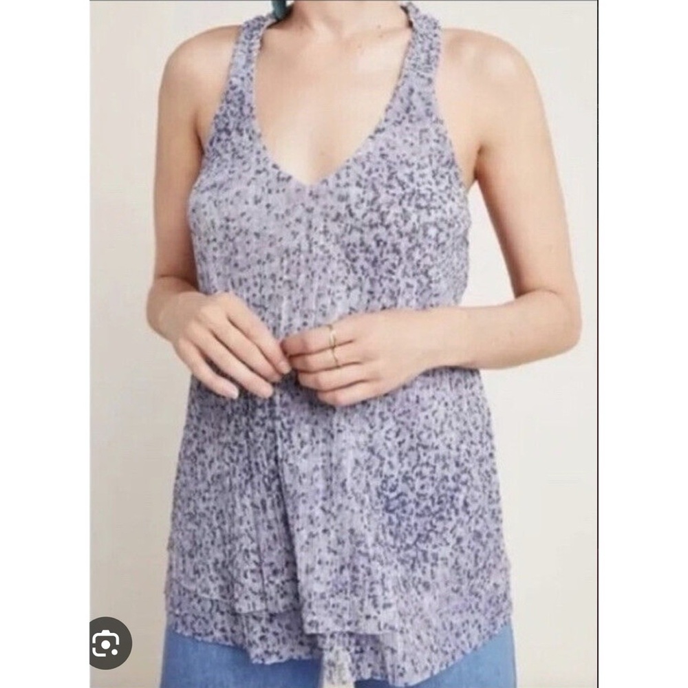Anthropologie Relaxed Sparkly Purple and Silver Sleeveless Tank Top